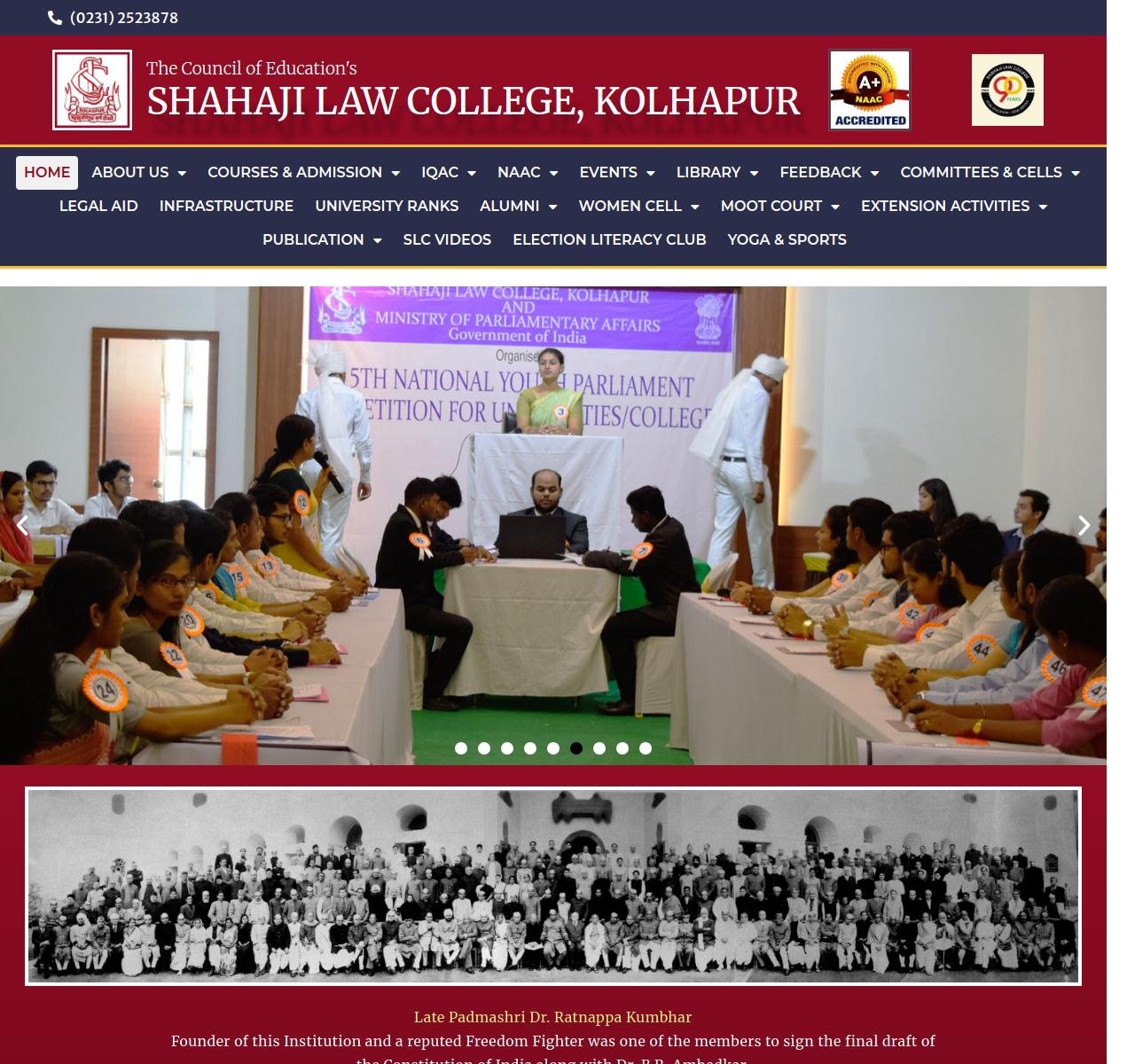 Shahaji Law College WordPress Website